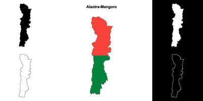 Alaotra-Mangoro region outline map set vector