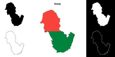 Anosy region outline map set vector