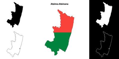 Atsimo-Atsinana region outline map set vector