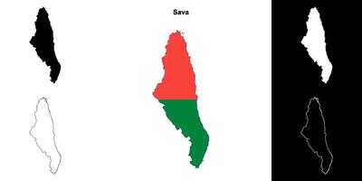 Sava region outline map set vector