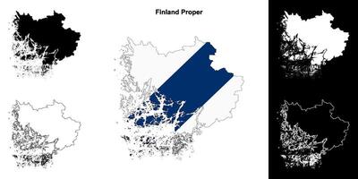 Finland Proper region outline map set vector