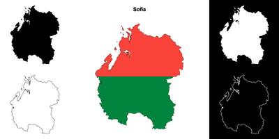 Sofia region outline map set vector