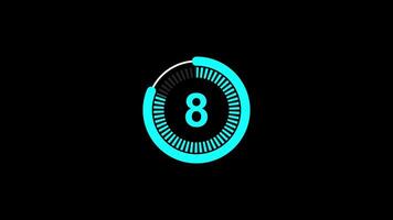 Circle sliding countdown timer ten seconds animation from 10 to 0 seconds Isolated on Black Background video