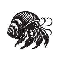 Crab Hermit Silhouette Vectors for Ocean Life and Seaside Illustrations