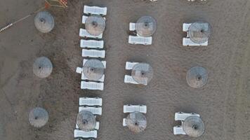 Empty Beach Umbrellas Aerial View video