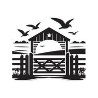 Farm Gate Silhouette Vectors for Countryside and Nature-Themed Graphics