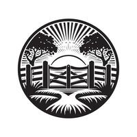 High-Quality Farm Gate Silhouette Vectors for Graphic Designers