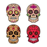 Set of sugar skulls isolated on white background. Day Of The Dead. Dia De Los Muertos. illustration. vector