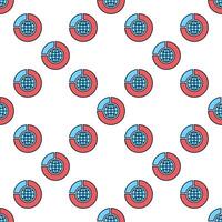 Pie Chart with Earth Globe blue seamless pattern vector