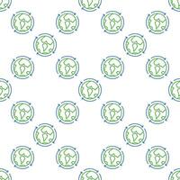 Earth Planet with Arrows Around Multipolarity seamless pattern in outline style vector