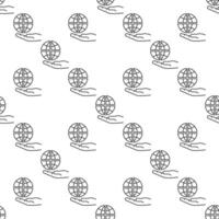 Multipolarity Hand with Earth outline seamless pattern vector