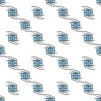 Hands with Earth Globe Multipolarity blue seamless pattern vector