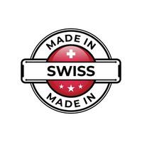 Made in Swiss label icon emblem isolated on white background vector