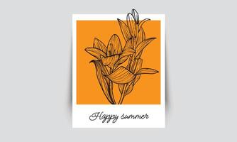 Hand drawn tiger lilies coming out of a picture. design for print and online projects. The tiger lilies are outlined, highly detailed. vector