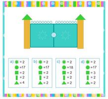 Math game for children. Find the correct answer. Practice worksheet. vector