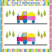Find 7 differences. Logic puzzle game for children. Preschool worksheet activity. vector