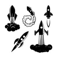 Set of the rocket launches. Startup emblem template. Design elements for logo, label, sign, badge. vector