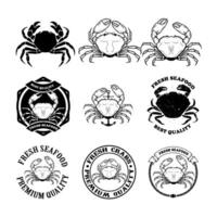 Set of the crab meat labels, emblems and design elements. Crab icons. Crab logo template. Crabs silhouettes. vector