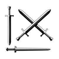 Set of knight's swords. Design element for emblem, sign, label. illustration vector