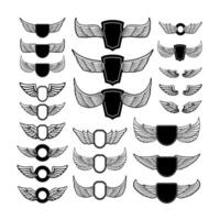 Set of emblems with wings. Design elements for logo, label, emblem, sign. vector