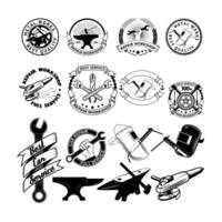 Set of repair, workshop labels and emblems. Car servise icons. Metal works icons. Design elements for workshop labels, badges, emblems, logo. vector