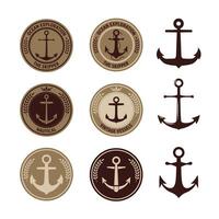Set of the nautical labels with anchors. Anchors emblems. Ocean exploration. Anchors icons. vector