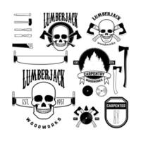 Set of woodworks, carpentry labels, emblems and design elements. element for logo, label, emblem, sign, brand mark. vector