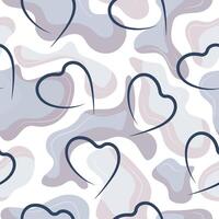 seamless pattern of blue spots of different sizes from different shades of blue and blue hearts placed randomly, for holiday patterns or posters vector