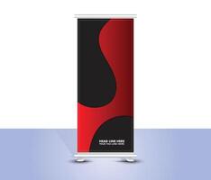 Modern stylish dark and red print roll up banner template design vector