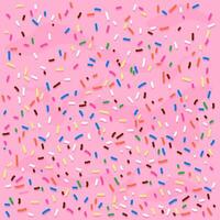 Pink cake cream frosting background with colorful sprinkles. Sweet candy glazed ice cream background. vector