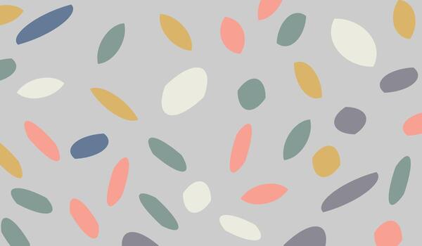 Desaturated minimalist color background with confetti shapes vector
