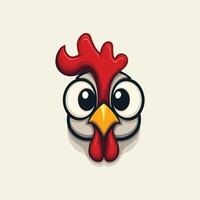 Cartoon chicken with a surprised look and big eyes, illustration in a playful and friendly style vector