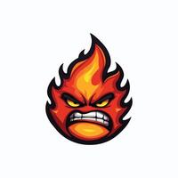 Intense flaming character with sharp eyes and a fiery illustration, ideal for bold designs vector