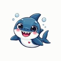 Cheerful blue shark with a heart design in a playful cartoon illustration vector