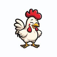 Cute white chicken in a standing pose, designed as a light and adorable cartoon illustration vector