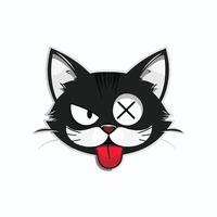 Black cat with one eye closed and tongue out, illustration designed in a humorous cartoon style vector
