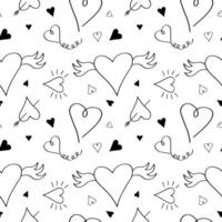 Seamless pattern with hearts. Hand drawn festive repeating background for Valentine day, congratulation, birthday, Mothers day. Design for print, textile, wrapping, paper, banner, flyer vector