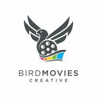 logo design concept for creative film production, with bird and camera roll elements vector