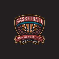 basketball logo design concept, with luxury badge, eps 10 vector