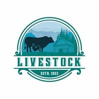 Cattle logo design with isolated chicken cow concept inside. design template vector