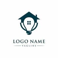 A simple and creative combination of Light bulb and house logo design for construction, real estate and more. vector