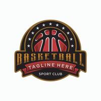 basketball logo design illustration. with mountain elements, luxury badge, eps 10 vector