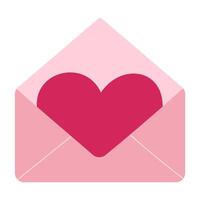 A heart is inside an open envelope. The envelope is pink and the heart is red vector