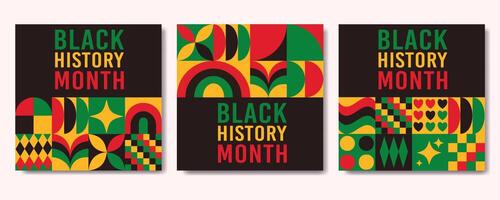 Black history month is a time to celebrate the contributions of African Americans to American society. The posters feature colorful designs and patterns that represent the diversity vector