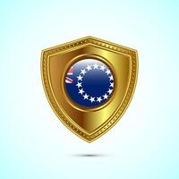 Rounded flag of Cook Islands with glossy gold shield vector