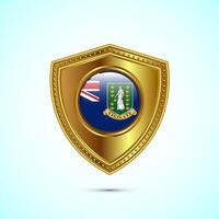 Rounded flag of British Virgin Islands with glossy gold shield vector