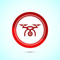 Drone icon design illustration, Red color button design vector