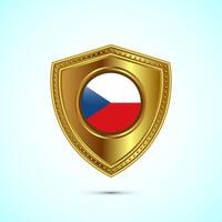 Rounded flag of Czechoslovakia with glossy gold shield vector