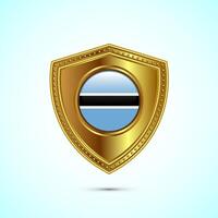 Rounded flag of Botswana with glossy gold shield vector