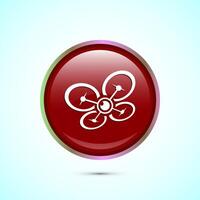 Drone icon design illustration. Drone quadrocopter logo sign symbol, Red color round button design vector